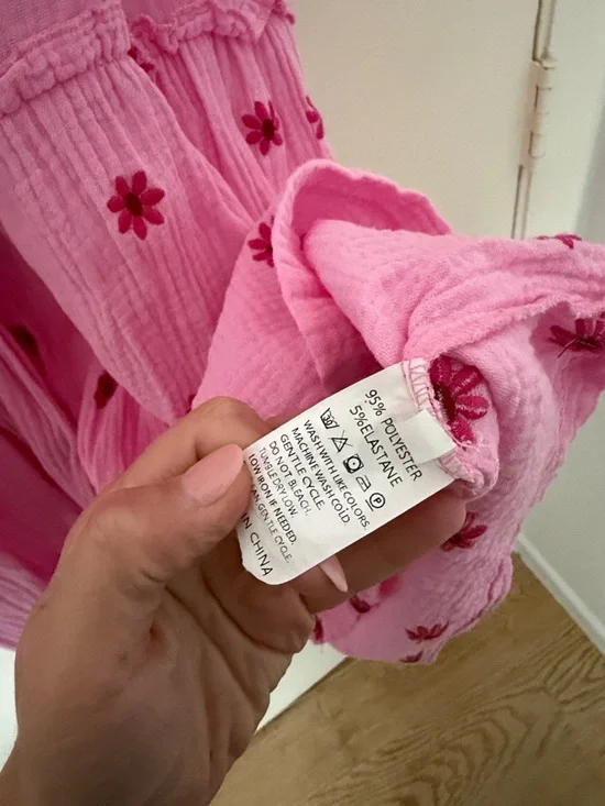 Pink Smocked Maxi Dress with Puff Sleeves - Picture 9 of 9